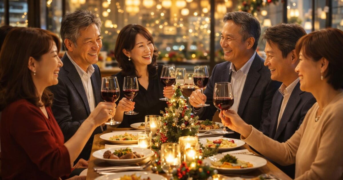 東京・八重洲で50代向けクリスマス食事会 ワインとイタリアンを楽しむ大人の笑顔