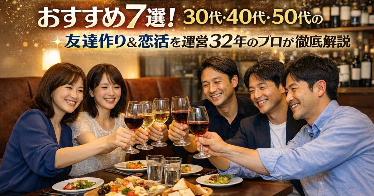 仙台で開催される30代・40代・50代向け社会人サークルの和やかな乾杯シーン。自然な出会いと友達作り