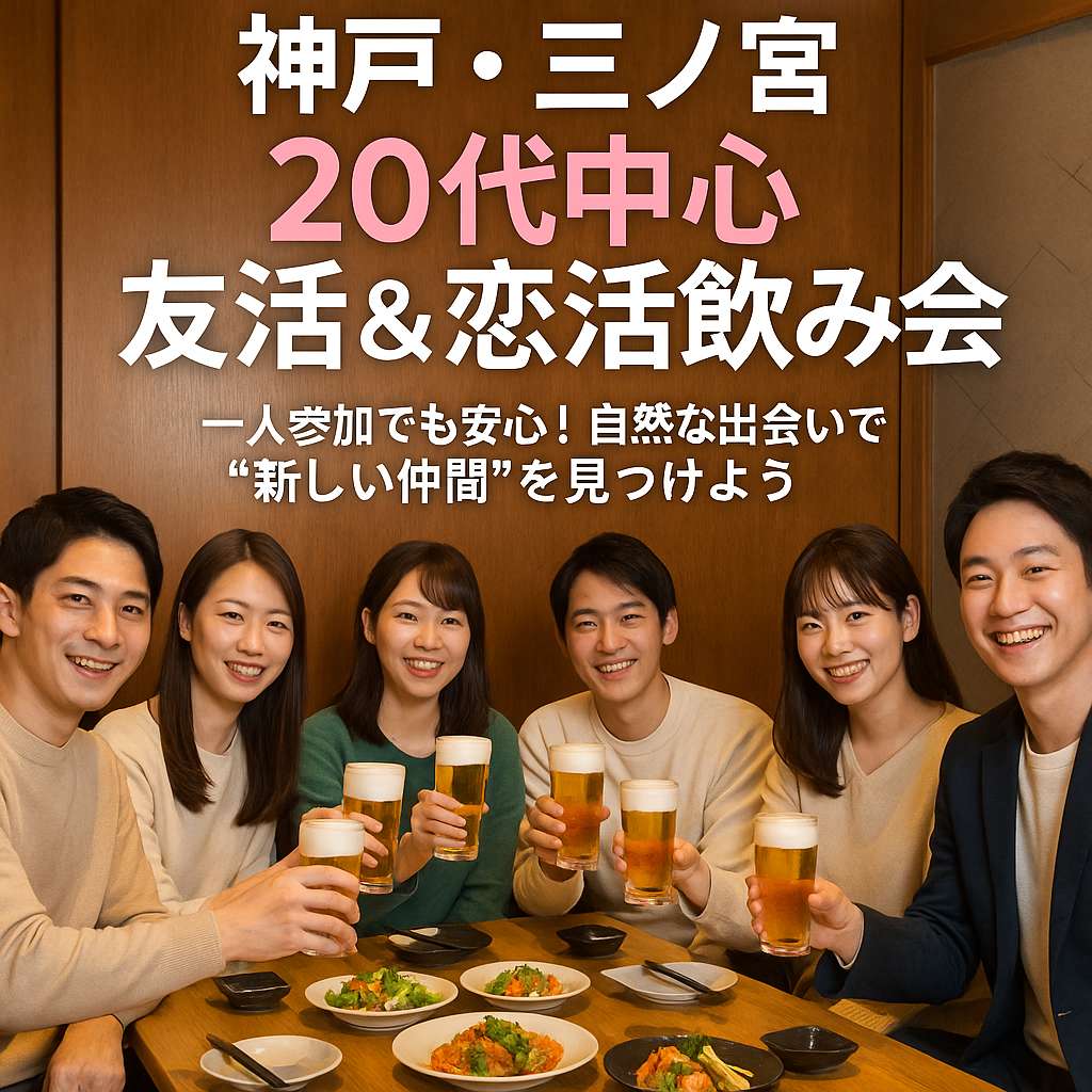 【神戸三ノ宮】20代中心の飲み会で新しい友達＆恋人作りしませんか？！✨ 一人参加・初参加大歓迎｜最高の出会いを見つけよう！